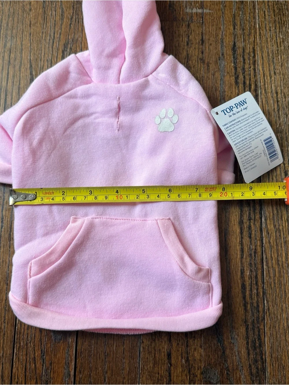 Top Paw Light Pink Pullover Dog Hoodie with Paw Accent